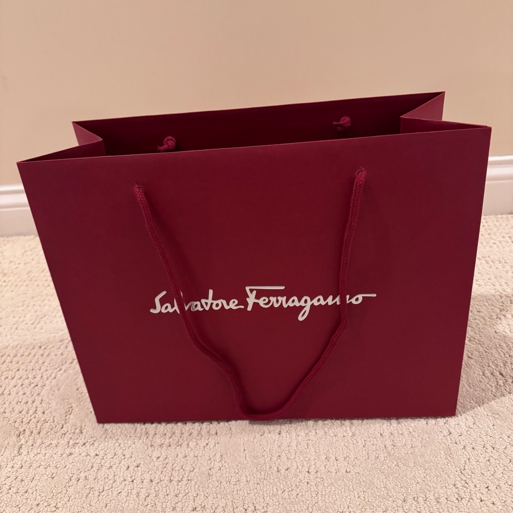 SALVATORE FERRAGAMO Authentic Empty Red Gift Shopping Bag Size 15x12x7 Pre-Owned